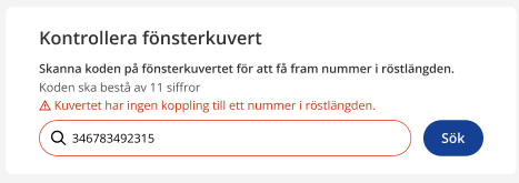 KOntrollerat fönsterkuvert där koppling saknas, ett felmeddelande visas.