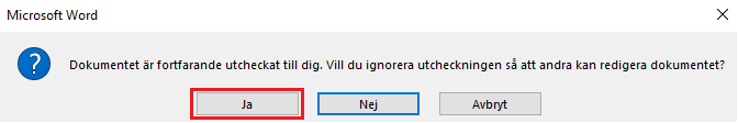 Skärmbild som visar hur du checkar in mallen, det som beskrivs punkt 8.