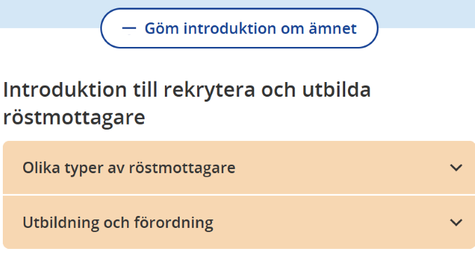 Bild på utfälld introduktion till ett ämne