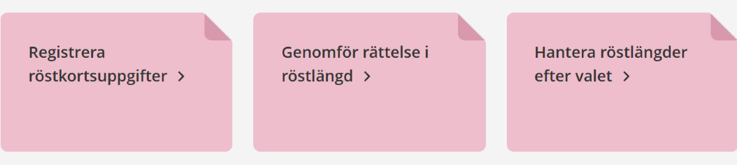 Bild på tre rosa lappar med arbetsuppgifter på