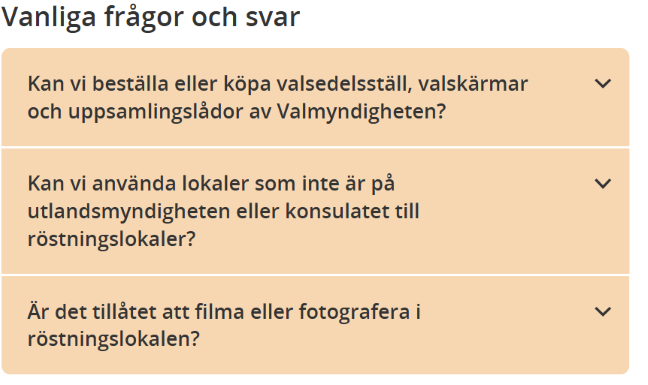 Bild på Vanliga frågor och svar i dragspel med tre frågor