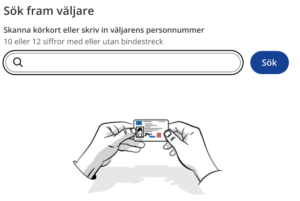 Ett fält där du kan fylla i personnummer och söka fram väljaren