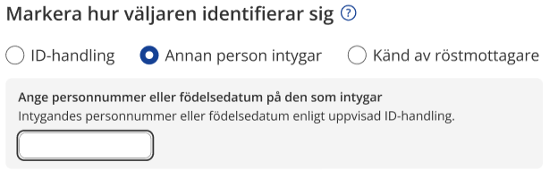 Annan person intygar, fält för personnummer