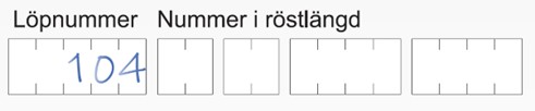 Löpnummer i rutorna på fönsterkuvertet nedkopplad.