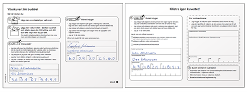 Ytterkuvert för budröst.