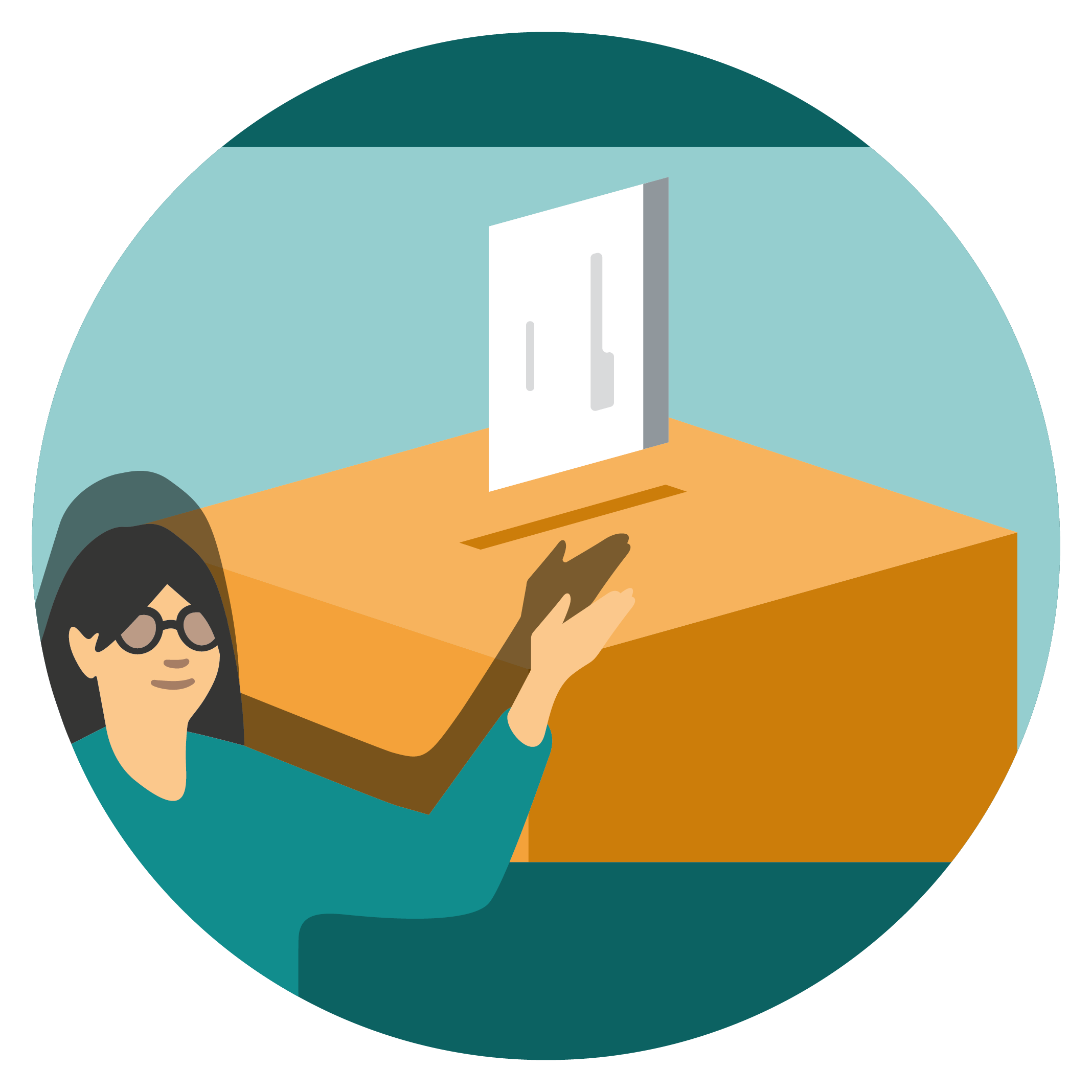 En utbildare står framför en skärm med en bild på en valurna.