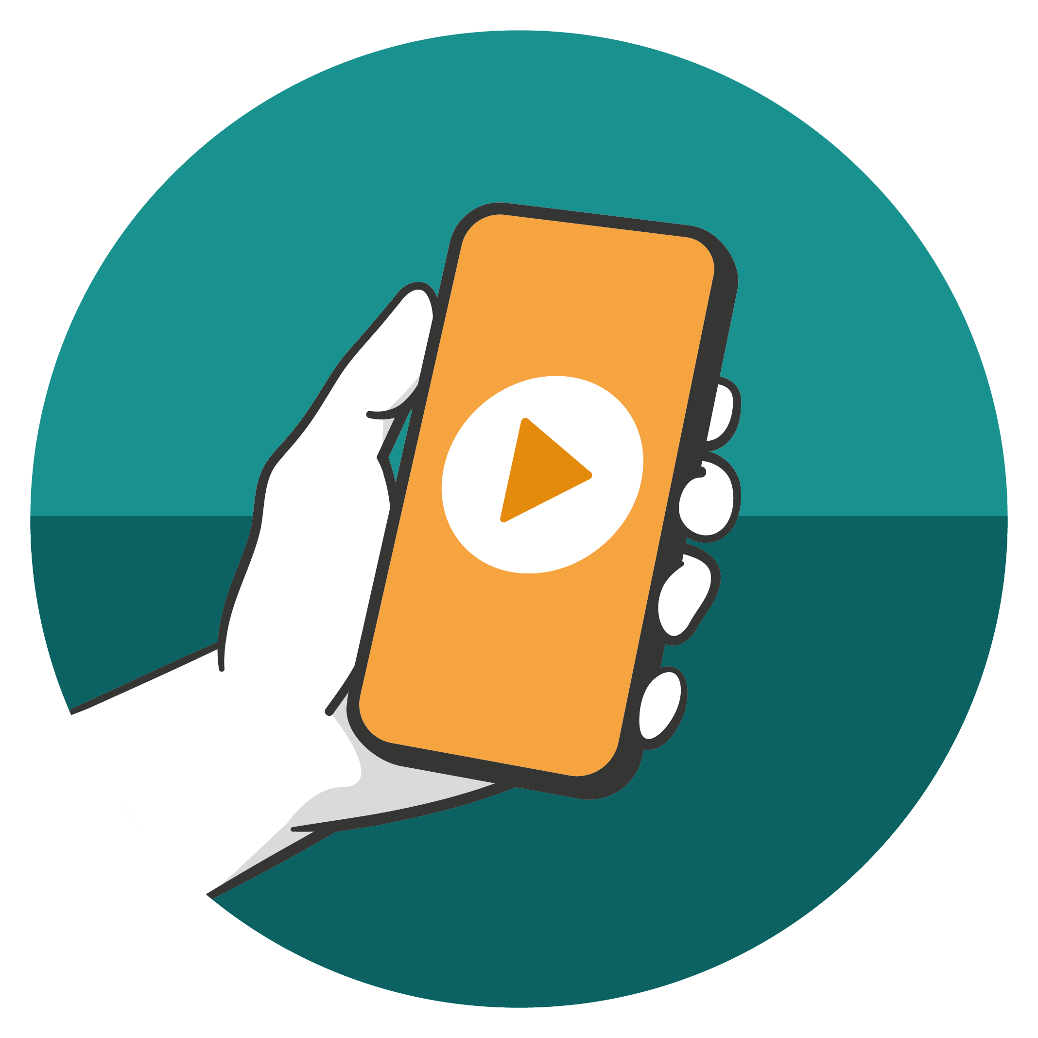 Mobiltelefon med en film på skärmen.